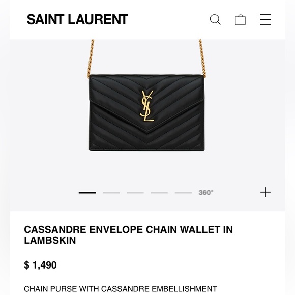 YSL Cassandre envelope flap wallet on chain - Picture 14 of 14